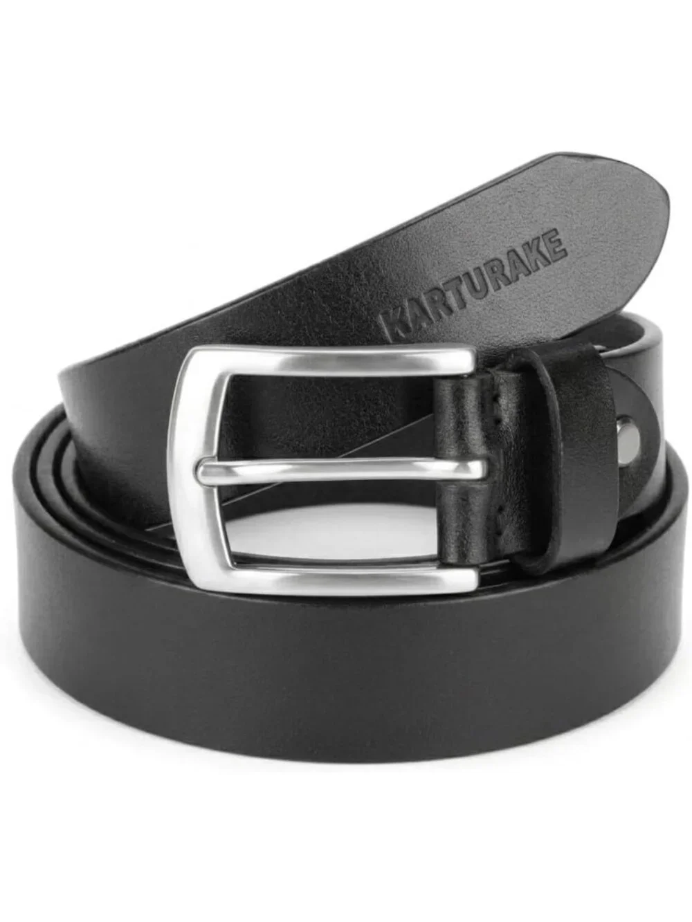Men's 5mm Thick Full Grain Leather Heavy-Duty Belt with Silver Buckle - Durable